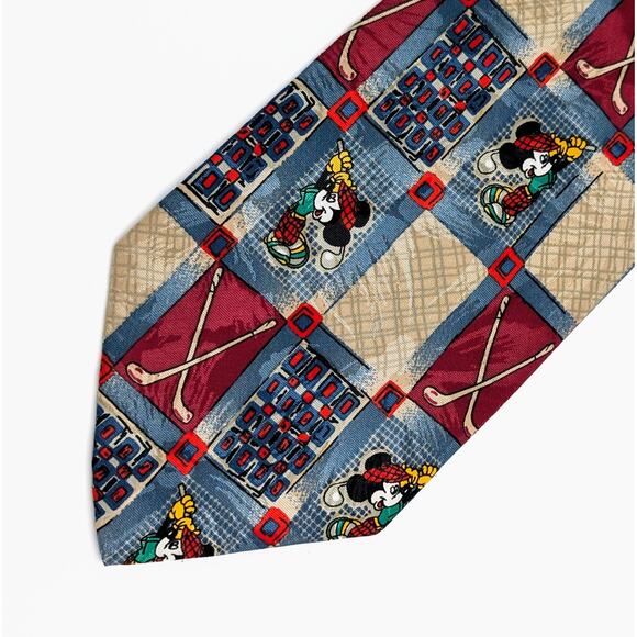 Vintage Mickey Unlimited Mickey Mouse Tie 90s Golf Motif Made in Italy Disney - Picture 3 of 8